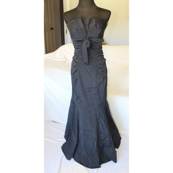 VTG Xscape Taffeta Gown Strapless Size 8 Mermaid Maxi Dress Y2K Goth crinoline - Picture 1 of 11